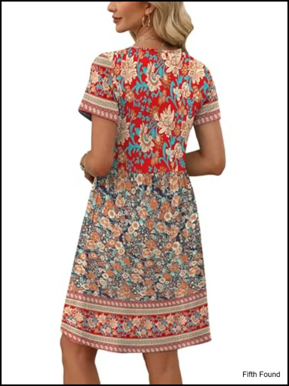 Short Sleeve Crew Neck Casual Empire Waist Maternity Dress with Pockets